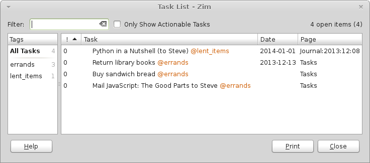 task list example