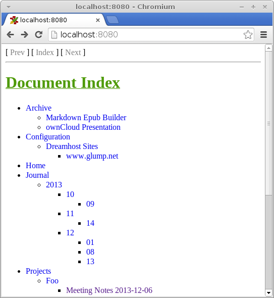 Web server index view